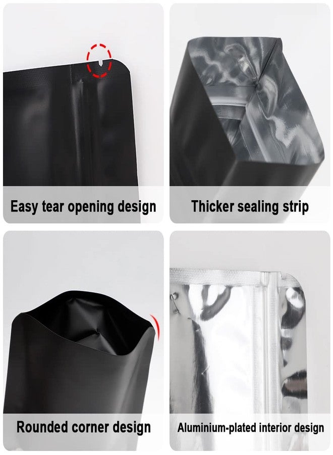 HMIEPRS HMIEPRS 120PCS Mylar Bags Matte Black, Smell Proof Bags Foil Packaging Pouch Stand Up with 120PCS Sticky Labels, Resealable Bags Coffee Bean for Food Self Sealing, Matte Black（Assorted Sizes） - Image 3